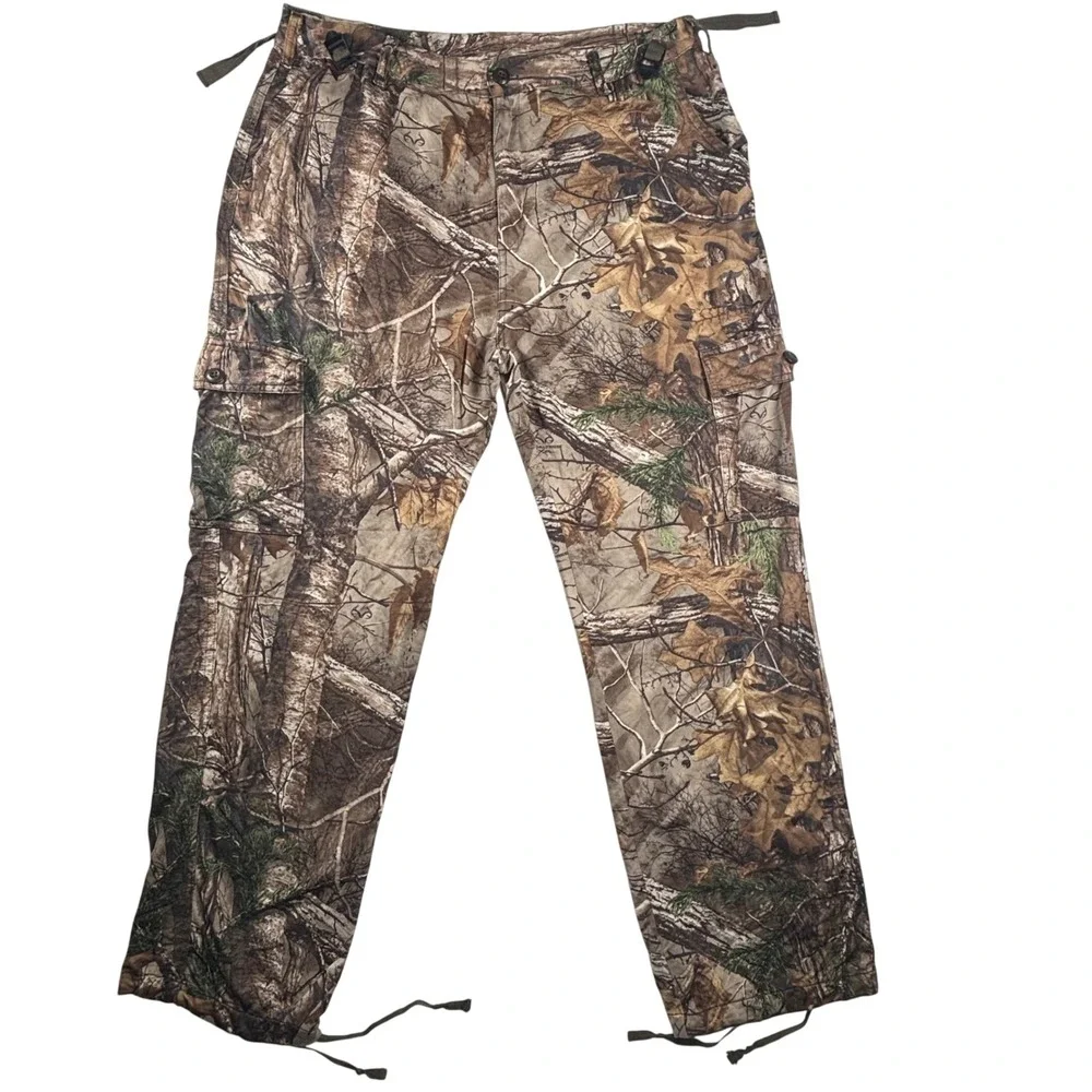 Cabelas Camo Cargo Pants Mens XL‎ Brown Realtree Camouflage Nylon Adjustable